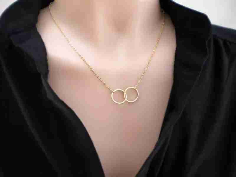 Double Ring Alloy Necklace – for women"s and girls