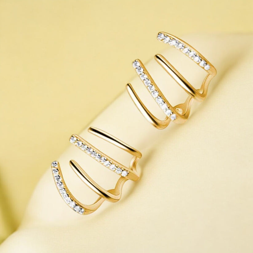 Diamond Four Claw Golden Stud Earring