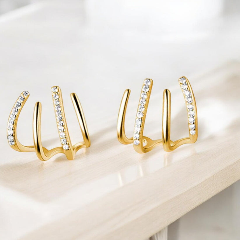 Diamond Four Claw Golden Stud Earring