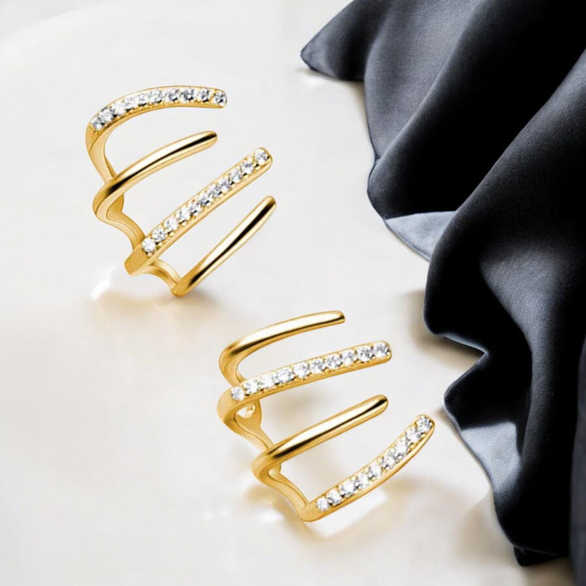 Diamond Four Claw Golden Stud Earring