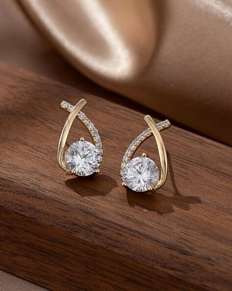 One Sided Crystal Cross Shape Korean earring