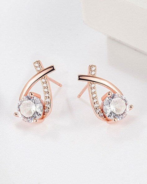 One Sided Crystal Cross Shape Korean earring