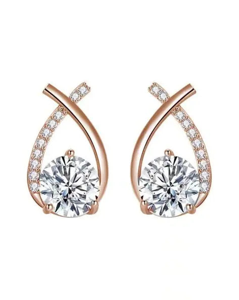 One Sided Crystal Cross Shape Korean earring