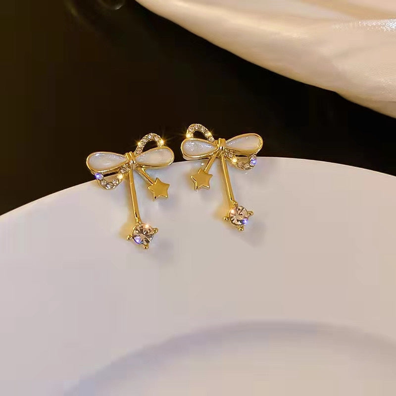 Bow Zircon Studded Earrings