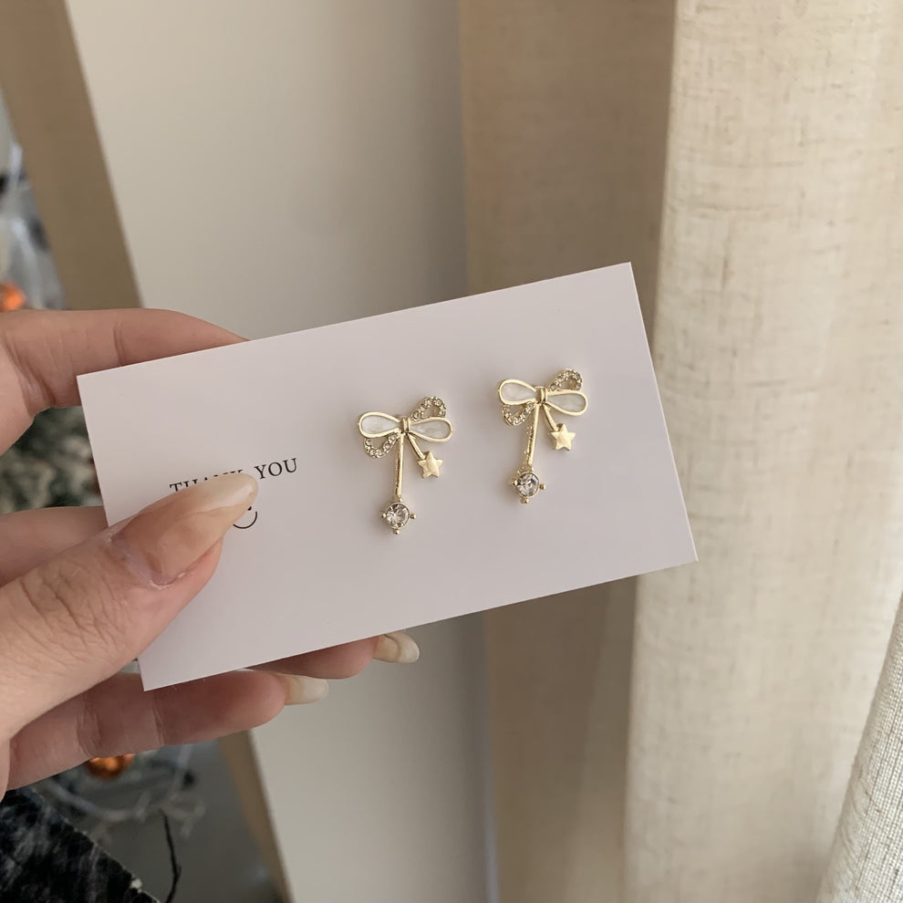 Bow Zircon Studded Earrings