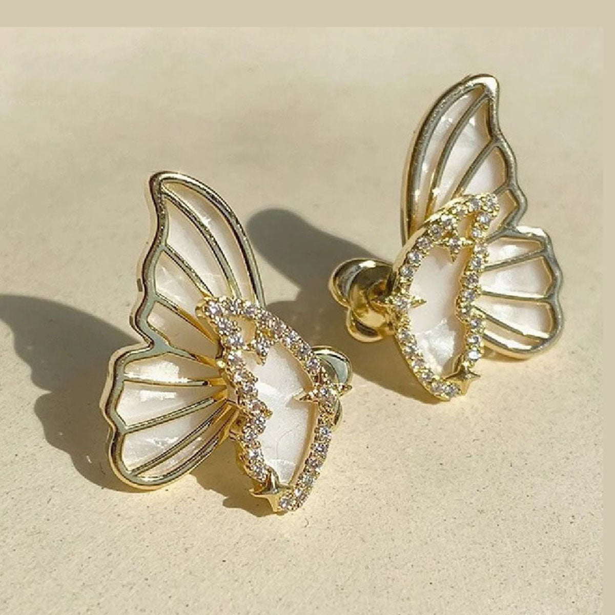 White Butterfly Korean Earrings