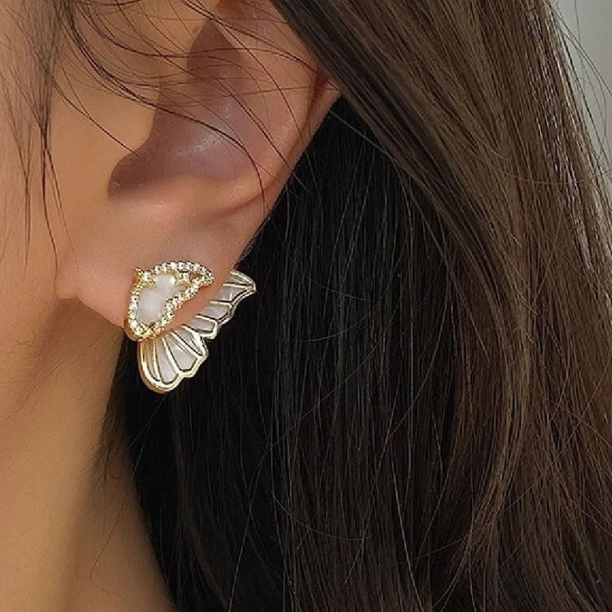 White Butterfly Korean Earrings