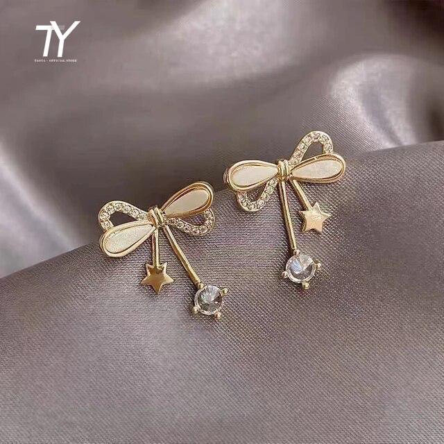 Bow Zircon Studded Earrings