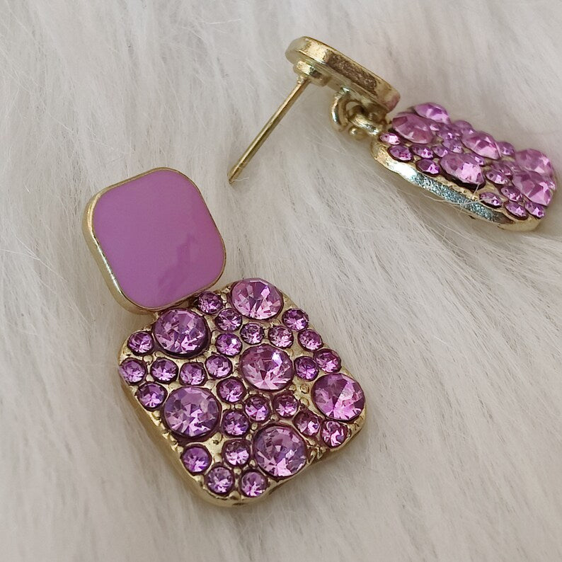Purple Colour with Crystal Dimond Korean earring