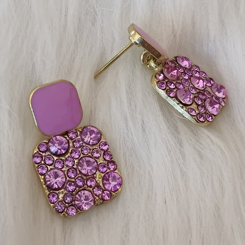 Purple Colour with Crystal Dimond Korean earring