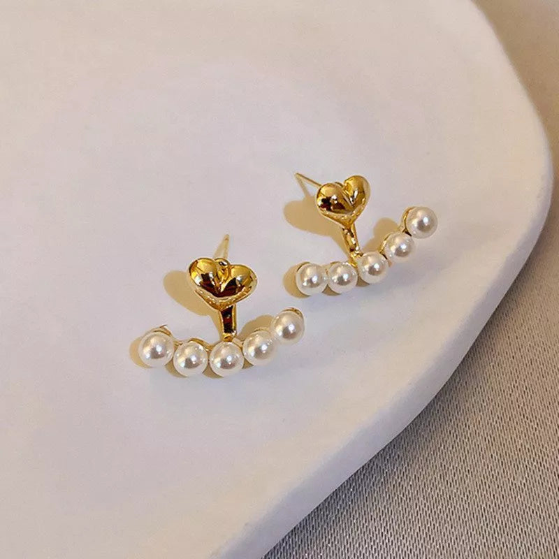 Golden Pearl Jacket Earrings