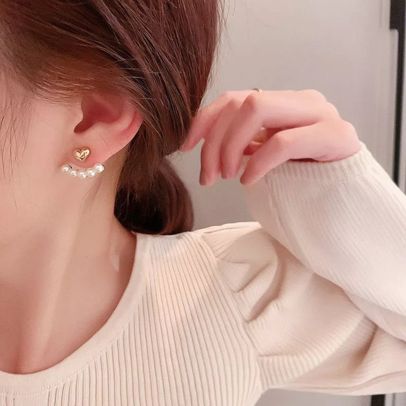 Golden Pearl Jacket Earrings