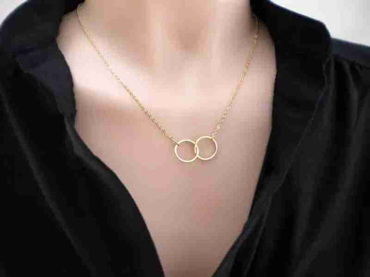 Double Ring Alloy Necklace –  for women"s and girls