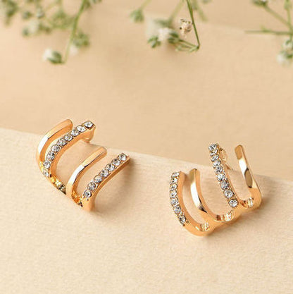 Diamond Four Claw Golden Stud Earring