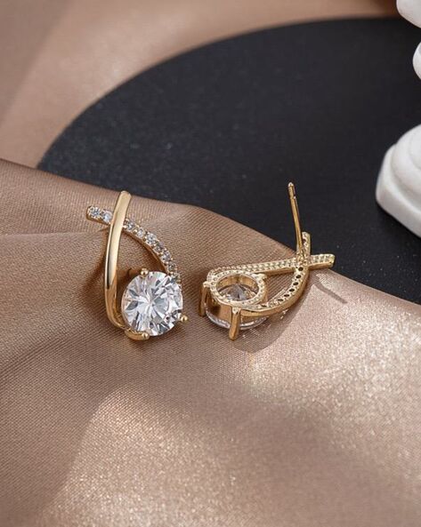 One Sided Crystal Cross Shape Korean earring