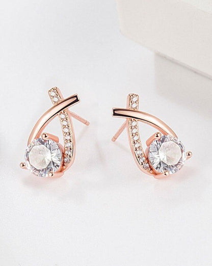 One Sided Crystal Cross Shape Korean earring