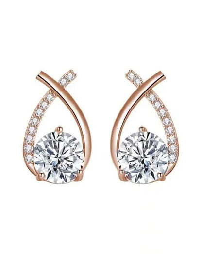 One Sided Crystal Cross Shape Korean earring