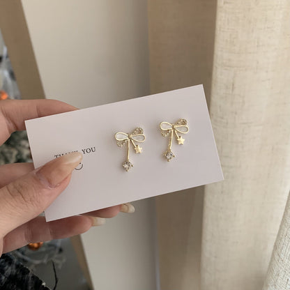 Bow Zircon Studded Earrings