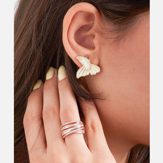 White Butterfly Korean Earrings