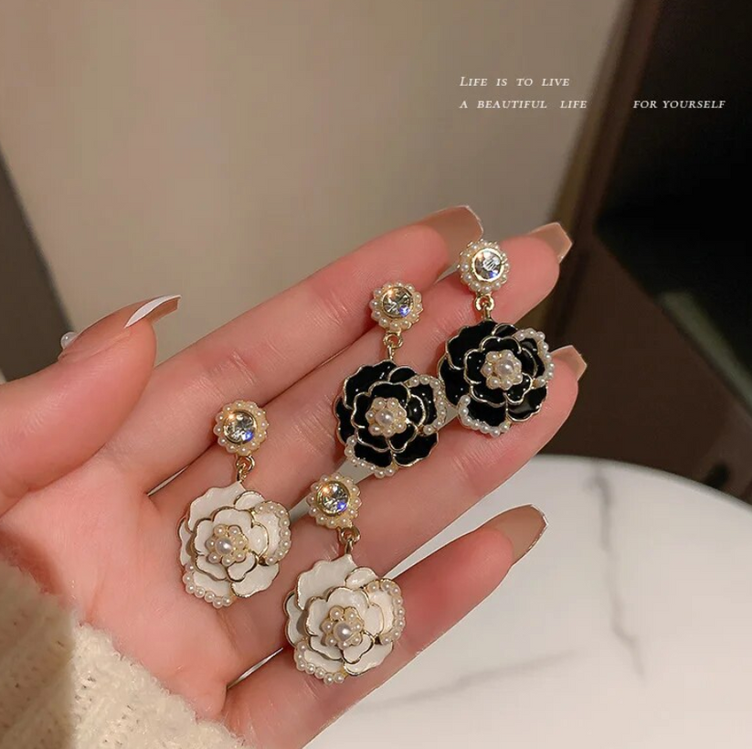 Camelia Flower Drop Korean Earrings