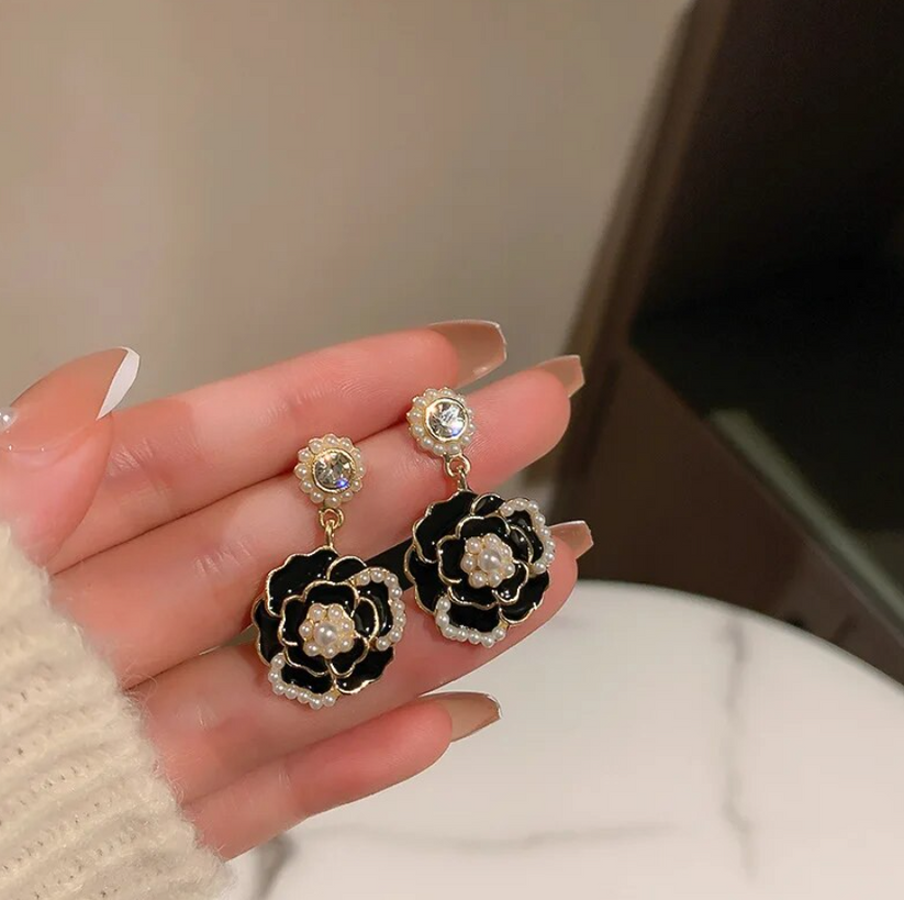 Camelia Flower Drop Korean Earrings