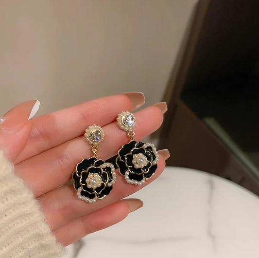 Camelia Flower Drop Korean Earrings