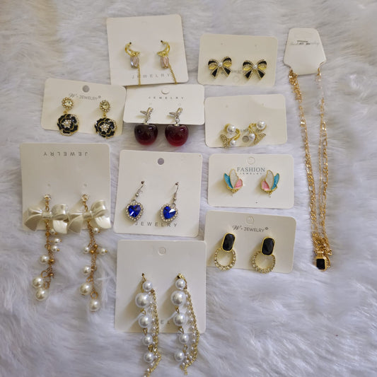 10 Korean Earrings + One Free Necklace