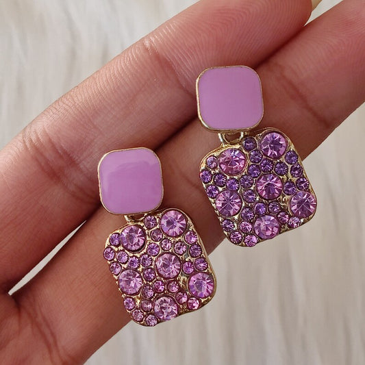 Purple Colour with Crystal Dimond Korean earring