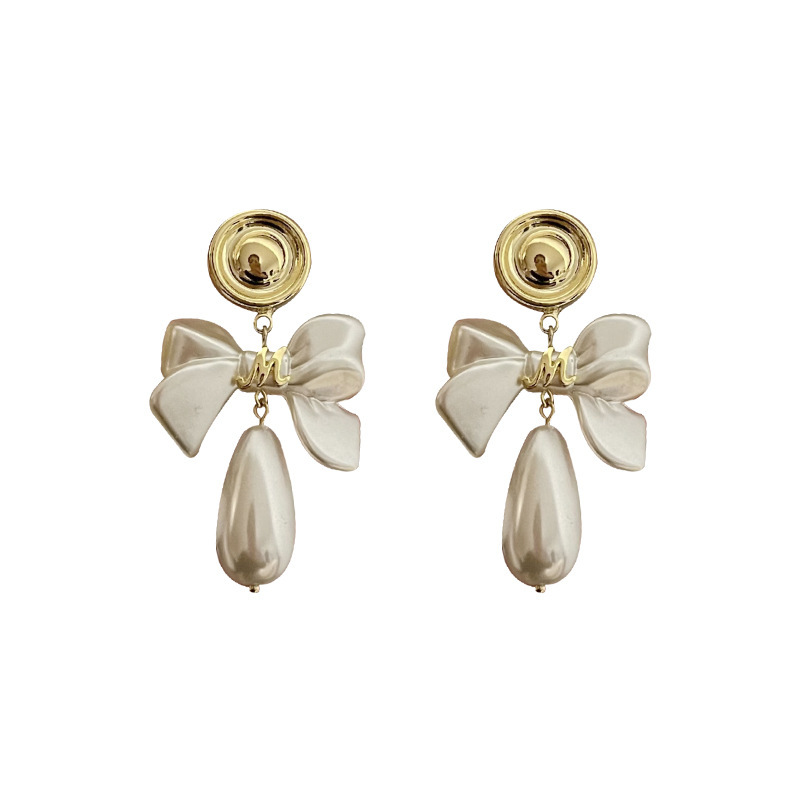 Bow Pearl Drop Earrings