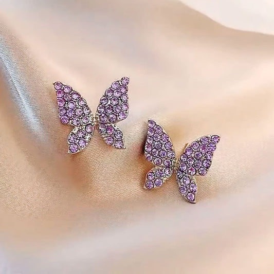 Elegant Purple Butterfly Stud Earrings for a Dazzling Look