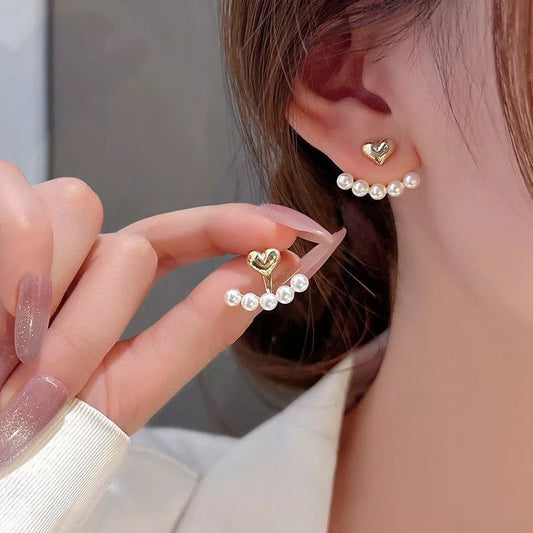 Golden Pearl Jacket Earrings